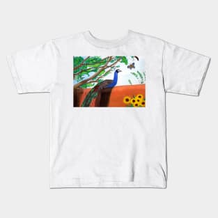 Peacock Gouache Painting Kids T-Shirt